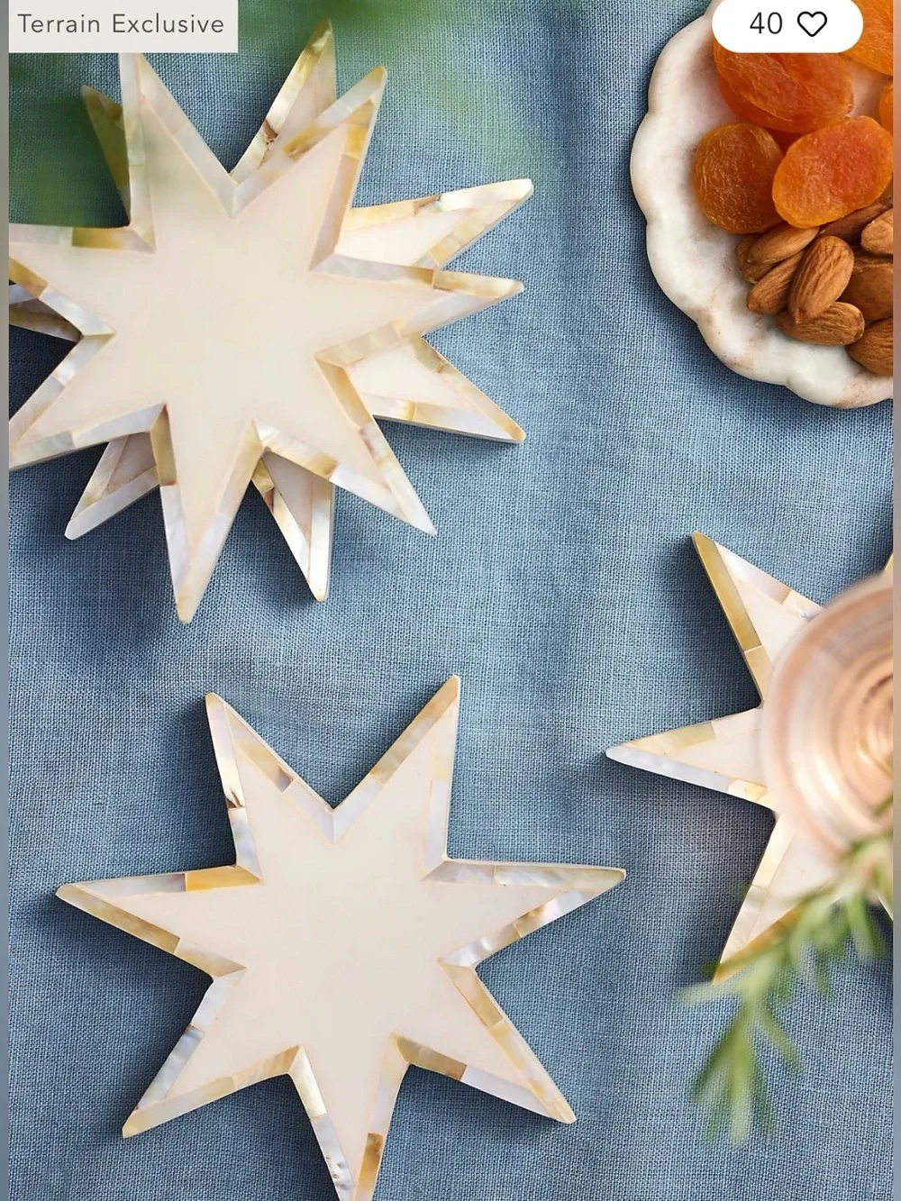 Set of 3 Anthropologie Abalone & Marble Star Coasters